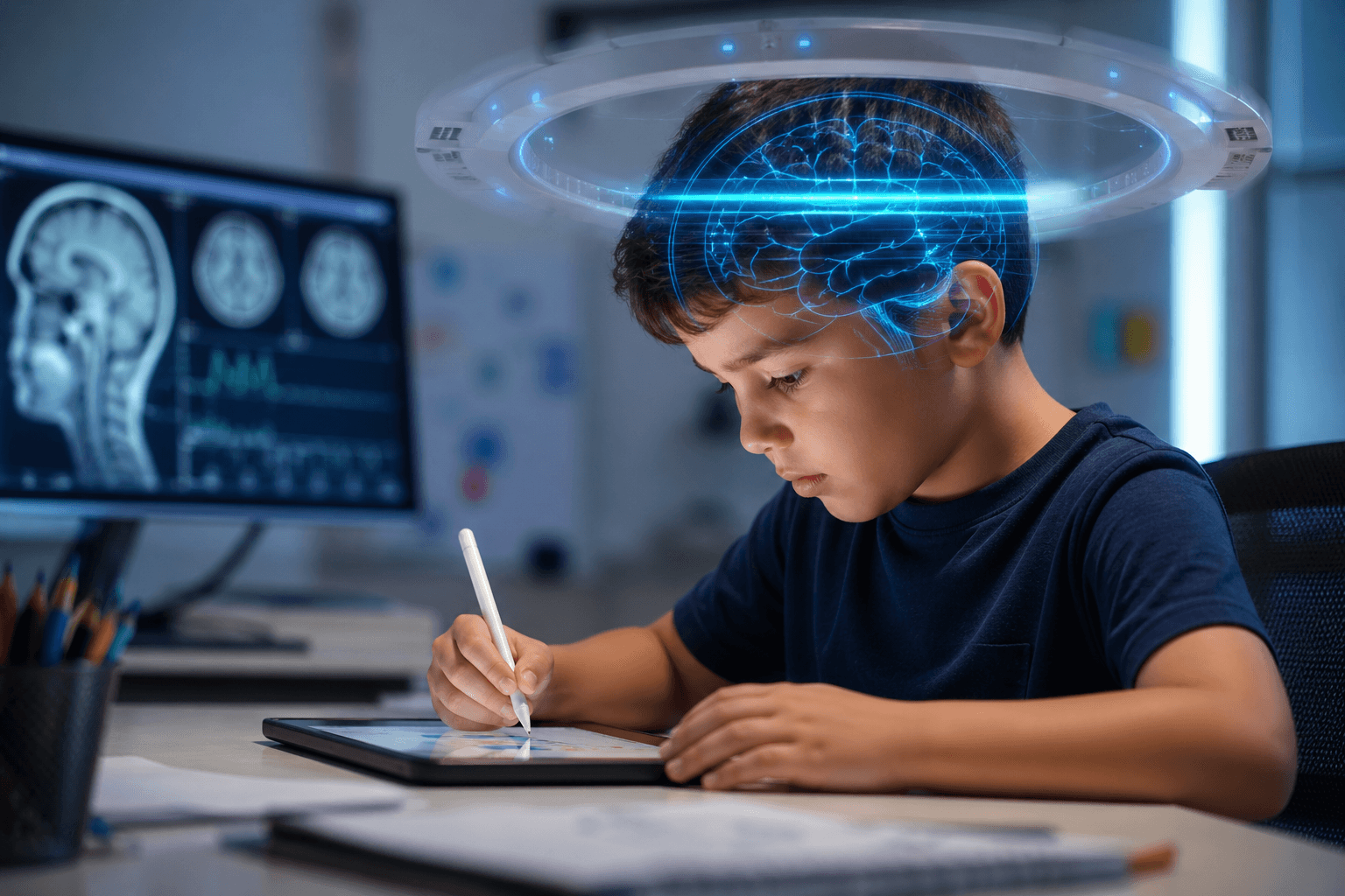 Brain scan highlighting regions associated with ADHD and emotional regulation