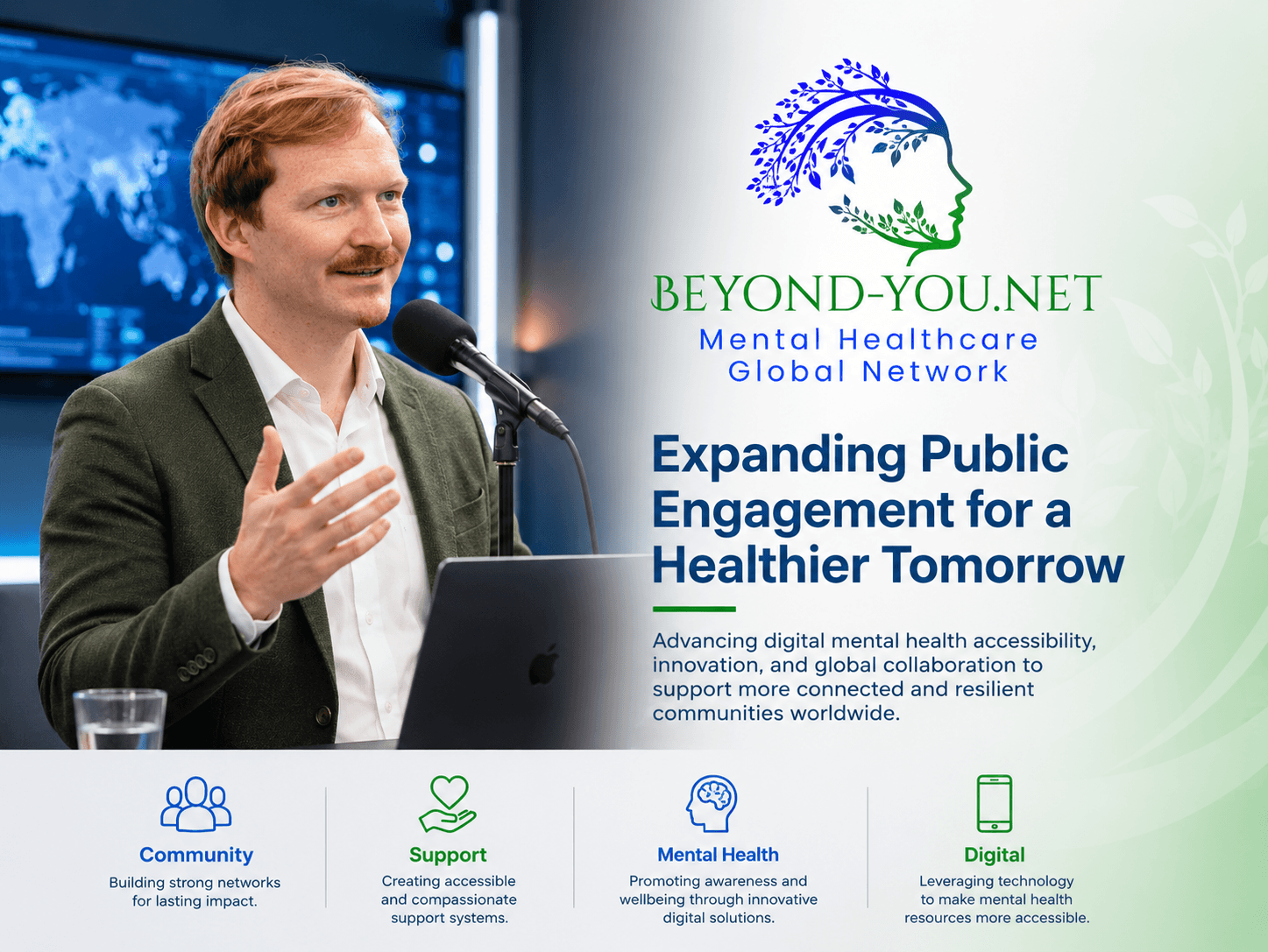 A professional promotional graphic featuring Beyond-You.net founder Leo Koesters.